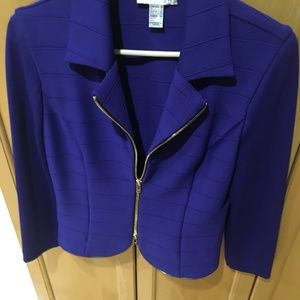 Joseph Ribkoff blue melange jacket with zipper.